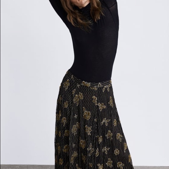 Zara limited edition embroidered sequin skirt - Picture 4 of 7